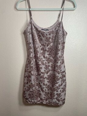 Forever 21 Velvet Burnout Mini Dress Pink Mauve Slip Bodycon Small